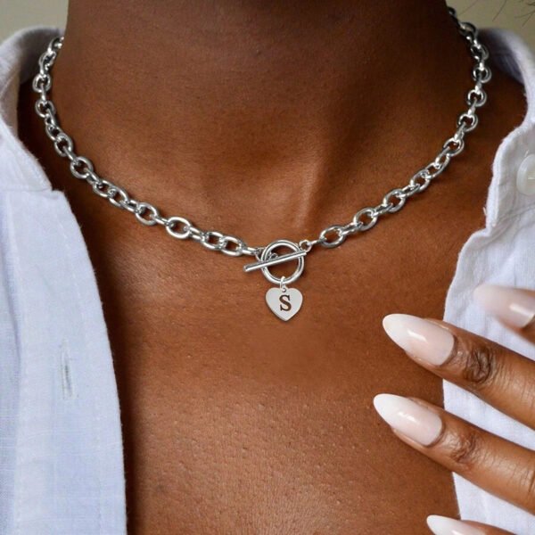 Letter Necklace Stainless Steel Heart Pendant