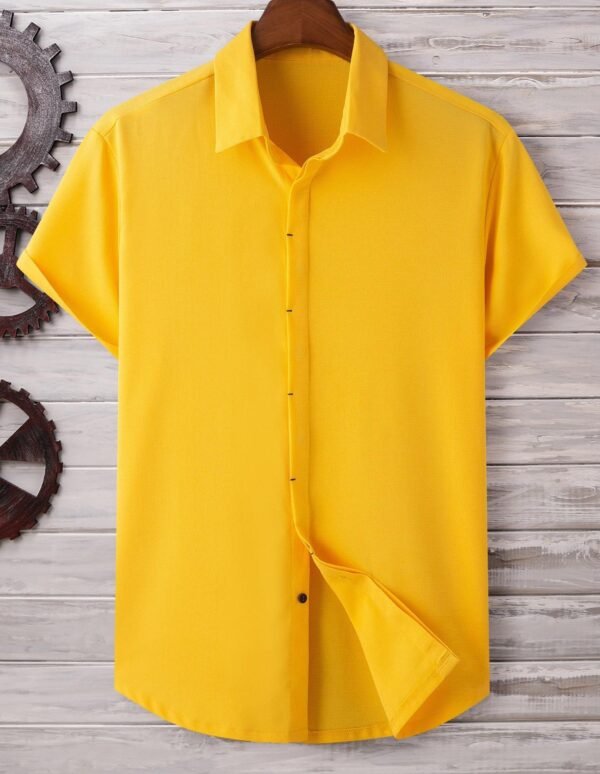 Men's Short Sleeve Loose Solid Color Shirt - Image 10