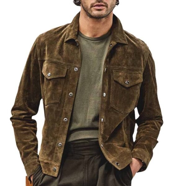 Men's Fashionable Suede American Retro Coat - Image 4
