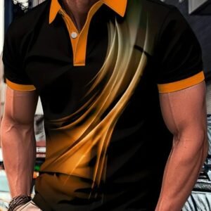 Men's Printed Color Short-sleeved Lapel Shirt - Image 5