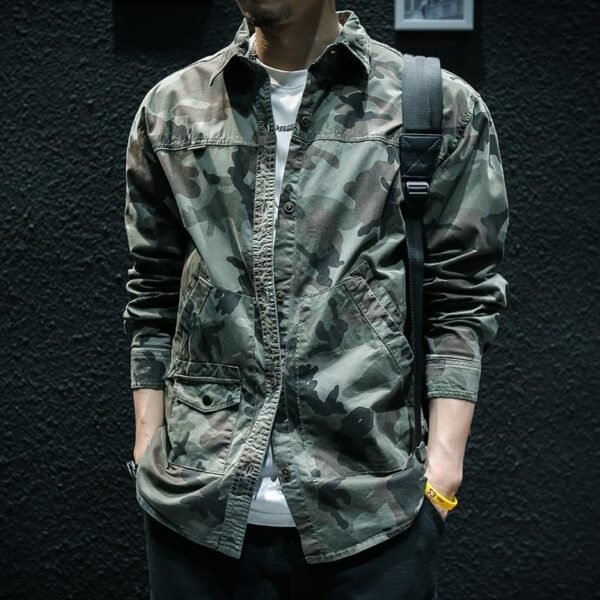 Camouflage Long Sleeve Tooling Shirt Jacket Men - Image 4