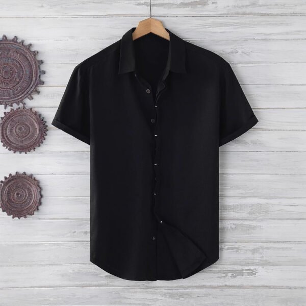 Men's Short Sleeve Loose Solid Color Shirt - Image 4
