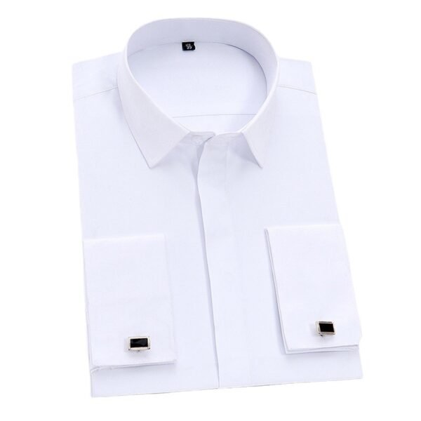 Men's Long Sleeve Non-ironing Slim Fit White Shirt - Image 5
