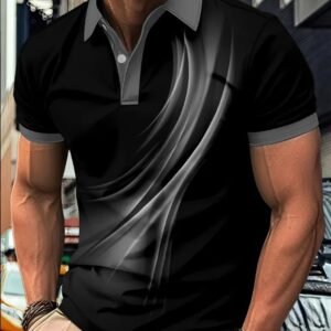 Men's Printed Color Short-sleeved Lapel Shirt - Image 7