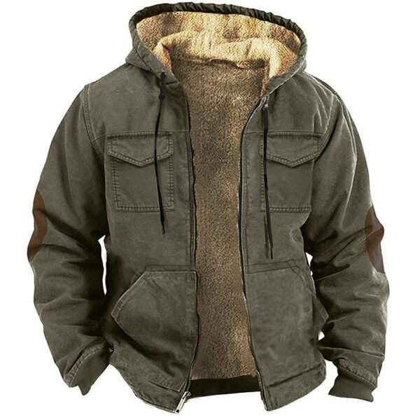 Fleece-lined Thick Ethnic Style Double-pocket Double-layer Thick Velvet Cotton-padded Jacket - Image 3