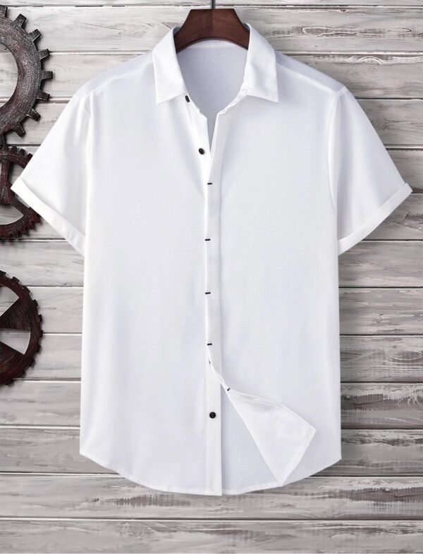 Men's Short Sleeve Loose Solid Color Shirt - Image 7