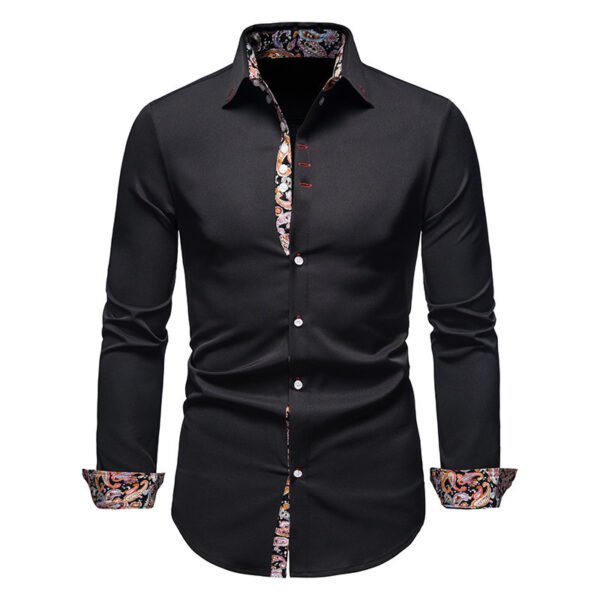 Men's Long-sleeved Shirt Lapel Slim-fit Assorted Colors - Image 7