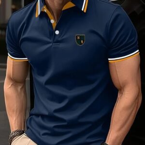 Men's Printed Color Short-sleeved Lapel Shirt - Image 9