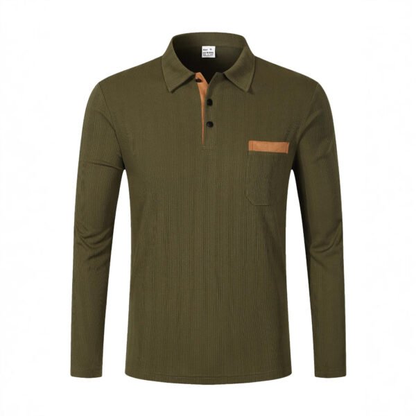 Sports Long Sleeve Lapel Men's Polo Shirt - Image 4