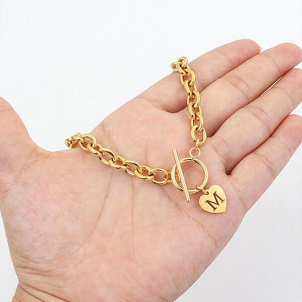Letter Necklace Stainless Steel Heart Pendant - Image 4