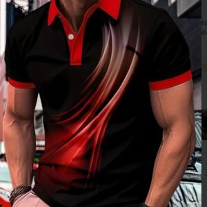 Men's Printed Color Short-sleeved Lapel Shirt - Image 6