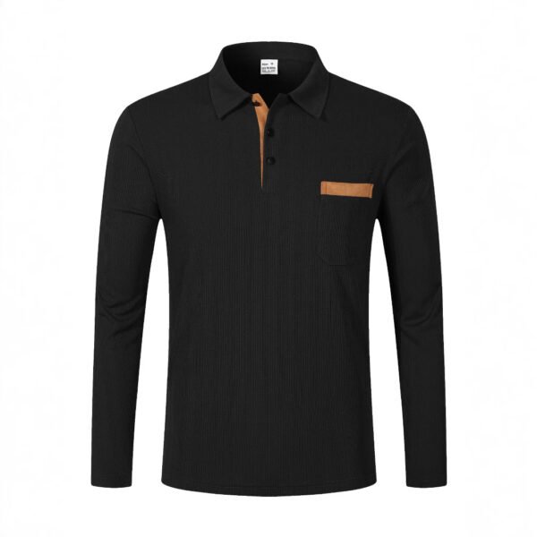 Sports Long Sleeve Lapel Men's Polo Shirt - Image 3