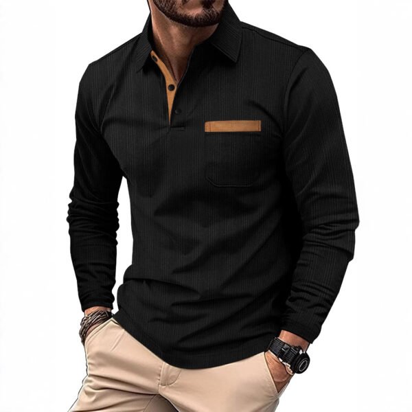 Sports Long Sleeve Lapel Men's Polo Shirt - Image 2