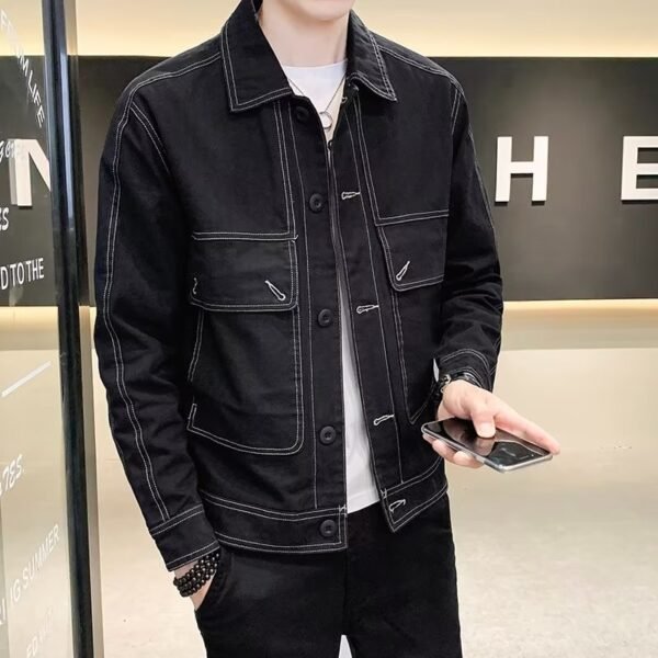Workwear Loose Trendy Denim Men's Jacket - Image 2