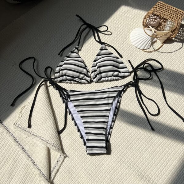 Women's Fashion Striped Split Swimsuit Bikini - Image 7