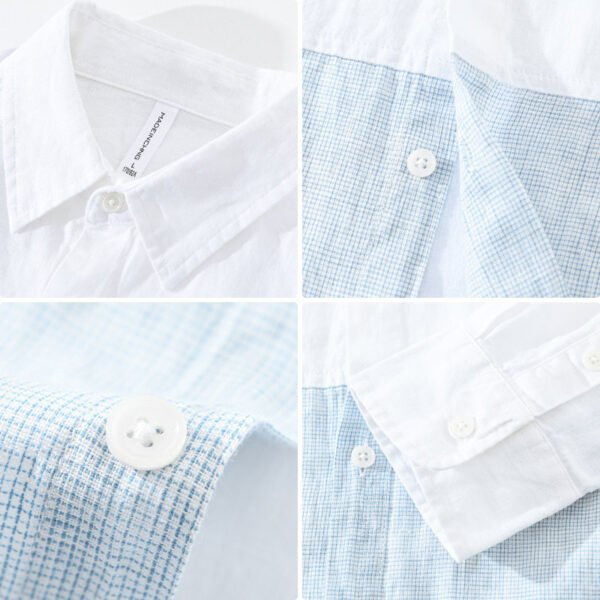 Stitching Contrast Color Long Sleeves Shirt Men - Image 3