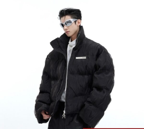Niche Pleated Texture Thicken Cotton Clothes Coat Men - Image 2