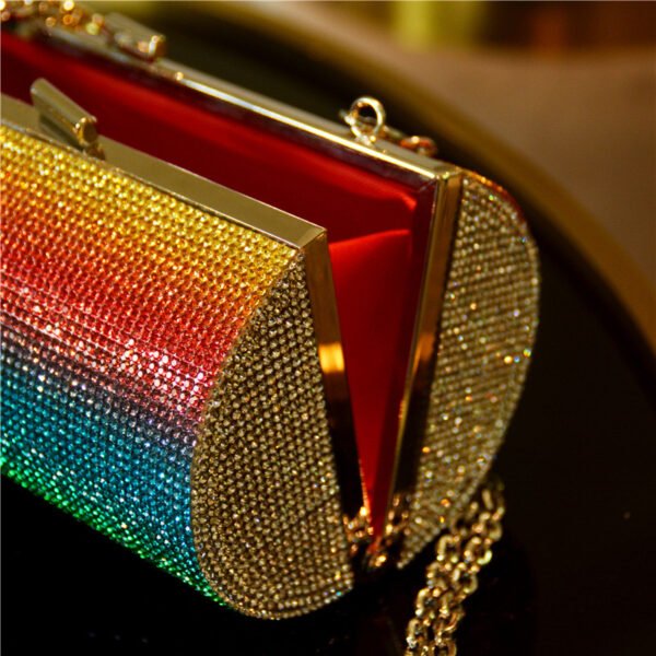 Rainbow Gradient Diamond Luxury Women Party Clutch Bag Purses and Handbags Evening Bag Ladies Shoulder Chain Bag Banquet Bag - Image 8