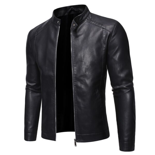Men's Slim Casual Leather Jacket Motorcycle Jacket - Image 8