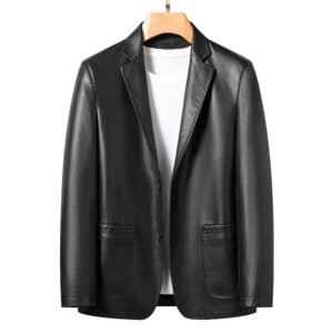 Spring Business Casual Men's Leather Coat - Image 6