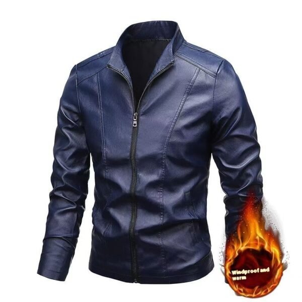 Men's Slim Fit Trendy Handsome Leather Jacket Coat - Image 9