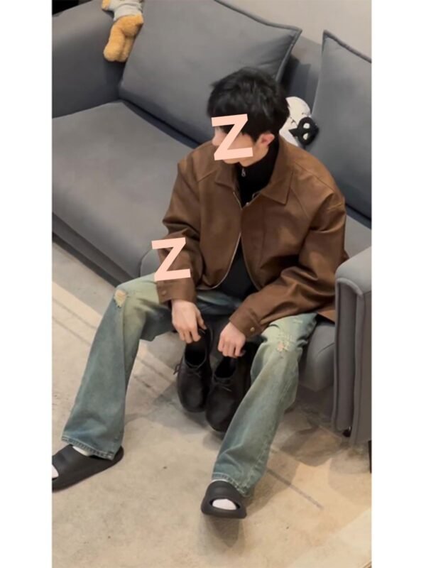 Maillard Short Pu Leather Coat Men - Image 2