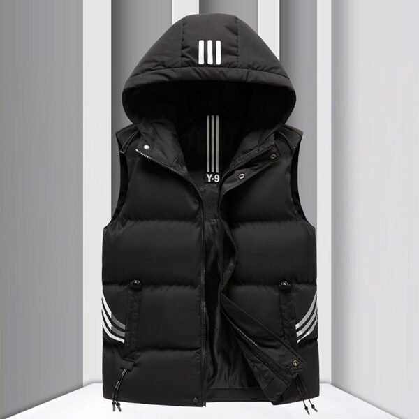 Men's Coat Hooded Thickened Warm Waistcoat Cotton Vest - Image 2