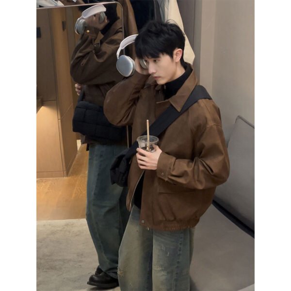 Maillard Short Pu Leather Coat Men - Image 6