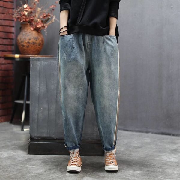 Artsy Side Striped Patchwork Jeans - Image 5