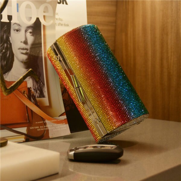 Rainbow Gradient Diamond Luxury Women Party Clutch Bag Purses and Handbags Evening Bag Ladies Shoulder Chain Bag Banquet Bag - Image 7