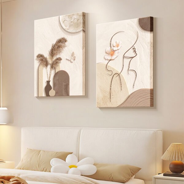 Decorative Painting Cream Style Abstract Line Character Mural - Image 10
