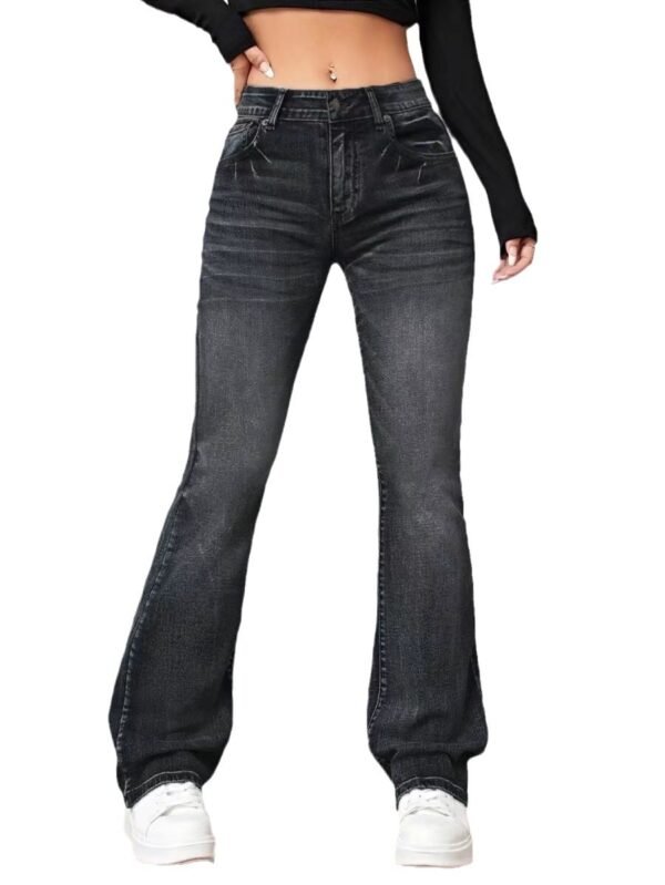 Denim High Waist Loose And Slimming Bootcut Trousers - Image 5